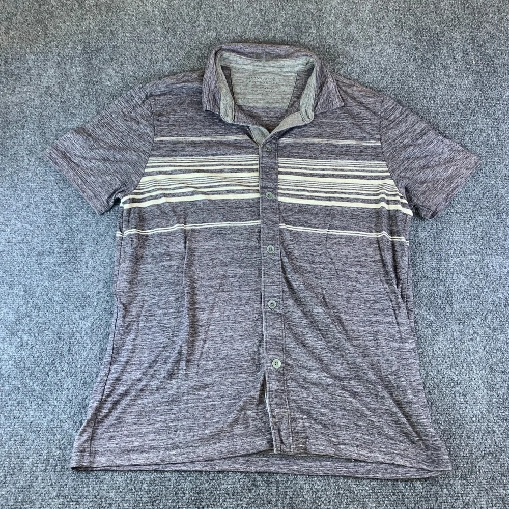 Banana Republic Shirt Mens Large Gray Good Space Dye Linen Blend Button Front